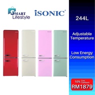 iSONIC 244L DOUBLE DOOR VINTAGE REFRIGERATOR IDR-BCD261LH (CREAMY WHITE / LIGHT GREEN / RED / PINK)