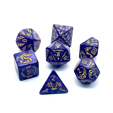 7PCS/set Multi-sided Dice Dragon New Textures Pattern Games Dice for DnD RPG Games Family Party Funn