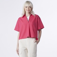 ESP เสื้อเชิ้ตทรงครอป ผู้หญิง สีชมพูเข้ม | Cropped Shirt | 06160