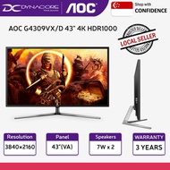 AOC G4309VX/D 43" 4K HDR1000 144Hz VA Panel Display HDR 1000 HDMI 2.1 Gaming Monitor