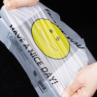 Smiley face vest bag, disposable clear white fruit supermarket plastic bag, tape bag after
