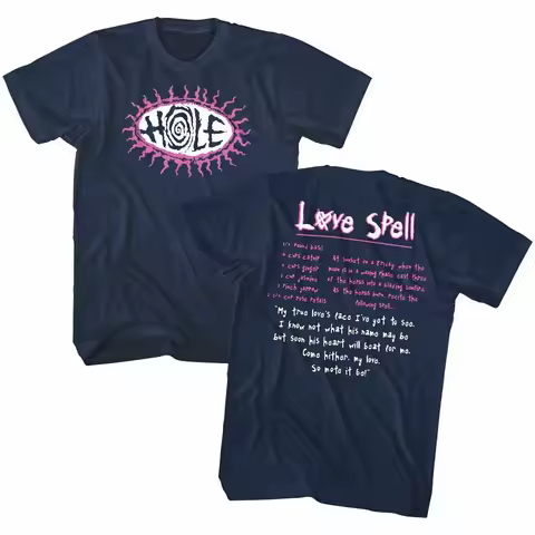 Hole band men's T-shirt with "Love Spell" lyrics design pure cotton suitable for all seasons streetw