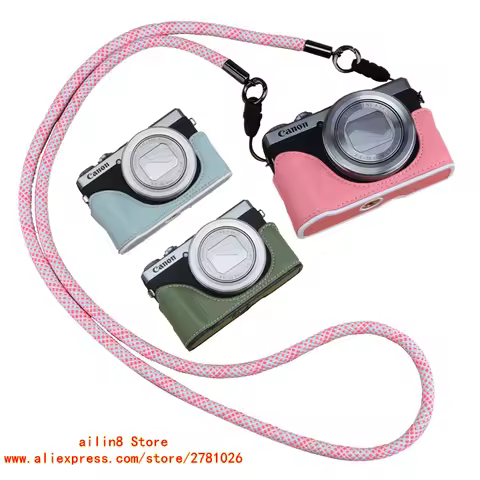 PU Leather Camera Case Cover Bag, for Canon PowerShot V1 G7X2, G7x3, Mark II, III Camera,Face clip,F