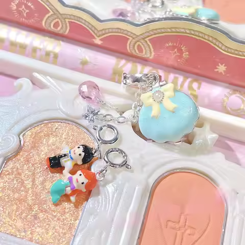 925 Sterling Silver Glitter Shell Polly Pocket Charm Bead With Mermaid Prince Dolls For Bracelet Ban