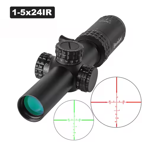 1-5X24 Tactical Optical Rifle Scope Red and Green Illuminated Reticle Hunting Scopes Compact Scope A
