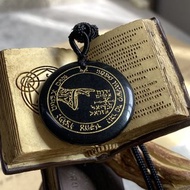 【所羅門鑰匙_月亮護符。黑曜石吊墜】助眠、消除負能量