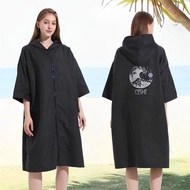 codChanging Robe with Hood Microfiber Towel Poncho with Zipper Short Sleeve Surf Poncho Quick Dry Ov