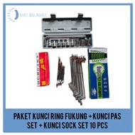 Fukung Ring Wrench + Wrench Set + Socket Wrench Set 10 pcs