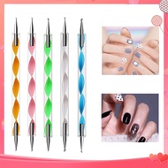 5pcs/1set Nail Art Spiral Rod Double-headed Pointed Drill Nail Pen Set Sticking Diamond Nail Pen Man