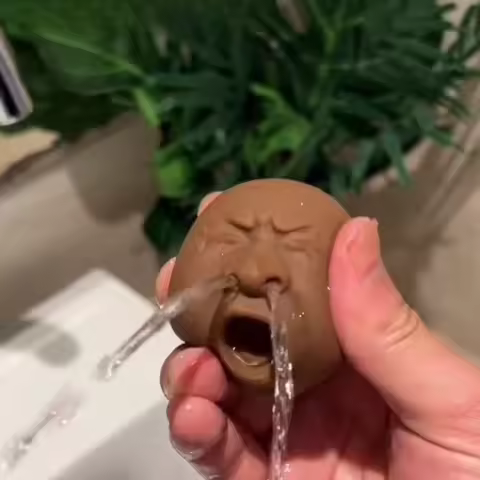 New 1PCS Yawning Person Avatar Purple Clay Tea Pet Boutique for Nurturing Funny Expressions Play Set
