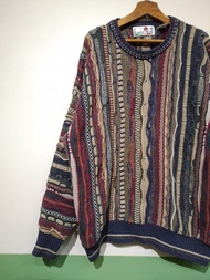 🎱90s Vintage sweater oversize Coogi Pastel Multicolor Vaporwave 3D knit Jacket Jumper Pullover Hip h