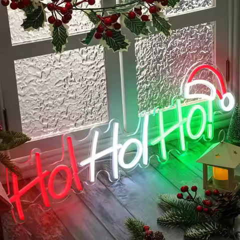 Hoho Christmas Neon Sign LED Merry Christmas Light up Sign for Window Hoho Neon Home Bedroom Office