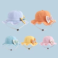 Girls' Hat Head Circumference 50-52 Cm. Serrated Bucket With Floral Bow Decoration Comfortable To We