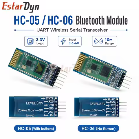 Estardyn HC-05/HC-06 Wireless Bluetooth Transceiver Module RS232 TTL to UART Converter Adapter for D