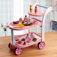 Children's Set Birthday Cake Game Toy Role Play Wooden Cut and Play House Kindergarten Push Cart KZ6