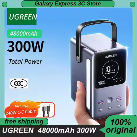 UGREEN 48000mAh 300W Portable Power Station with Smart Digital Display PD3.1 140W Fast Charging Powe