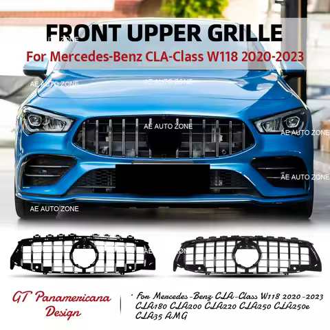Black Silver GT Front Grille For Mercedes-Benz CLA-Class 2020-2023 W118 CLA180 CLA200 CLA220 CLA250