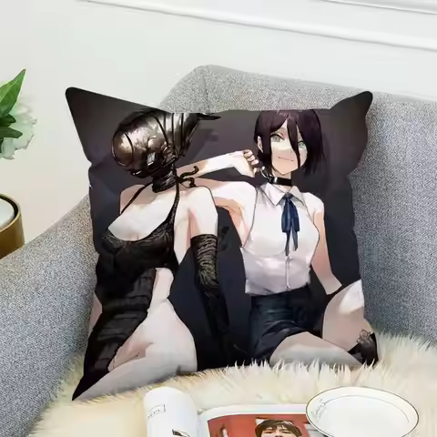 Anime Chainsaw Man Pillow Case Pillowcase Double-Sided Printing Cushion Cover 45x45 Decorative Cushi