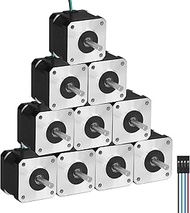 10Pack Nema 17 Stepper Motor 2 Phase 1.8‌°‌ 0.47Nm(66.56oz·in) High Torque Bipolar 38mm 1.7A 2.1Ω 4-
