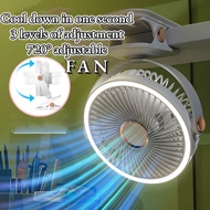 5-speed three-blade USB rechargeable fan silent hair dryer new desktop clip-on with LED night light portable office student mini fan