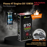 200ML + 1.2L / PIRANO P610 15W50 Fully Synthetic Ester 1.2L + PIRANO Engine Flush 200ML / For Motorc