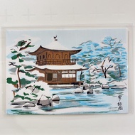 京都芸艸堂木版風景明信片-雪銀閣寺