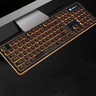 FIREWOLF 104 Keys Mechanical Feeling Keyboard USB Wired Silent RGB Backlit Gaming Keyboard for Home 