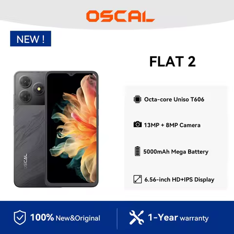 OSCAL FLAT 2 Smartphone, 6.56'' IPS Display Cell Phone 5000mAh, 4GB RAM 128GB or 256GB ROM, Octa Cor