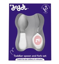 doddl - 英國doddl秒拾餐具 - 人體工學兒童學習餐具2件組(湯匙+叉子) - 乾燥玫瑰粉