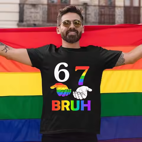 Fun 67 Bruh Meme Six Seven GAY LGBTQ Pride Month T-shirts for Women Men Gifts