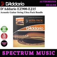 D'Addario EZ900-EJ15 Acoustic Guitar String Ultra Pack Bundle