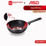 ASD Gusto Red Series 20CM Deep Wok Pan with Pouring Spouts - (20CM) [Model: HP8220D-RD]