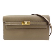 大象灰 Epsom牛皮 Kelly To Go Wallet 肩背包 K刻 金扣