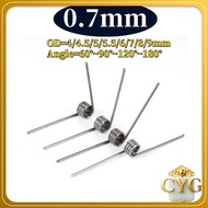 sus304 d0.7mm OD4/4.5/5/5.5/6/7/8/9mm V-shaped spiral torsion spring angle 60/90/120/180 degrees【CYG