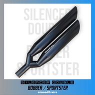 Silencer Knalpot Custom Bambu Runcing Double Bobber Inlet 38mm