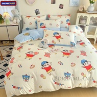Crayon Shin-chan Bed Sheet Set Cute Cartoon Anime Duvet Cover Bedsheet with Pillowcase Single Queen 