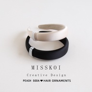 MISSKOI Zhao Lusi Xu Me Dazzling Same Style~Simple Black High Skull Headband Satin Pearl Headband Cl