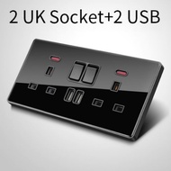 CB certification LEJIA PMMA Black Panel Switch 13amp Modern Lighting Switch Universal 3 Pin Plug Soc