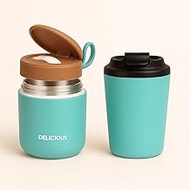 430 ml Lunch Pot Jar and Tumbler Set | Leakproof Stainless Steel Food Container with Insulated Mug |