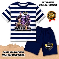 BOYS' SHORT-SLEEVED STRIPED SUIT AGES 0-10 YEARS FREE FIRE 3 MOTIF PREMIUM MATERIAL