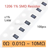 100pcs 1206 1% SMD Resistor 0R 1 ohm 2Ω 3.3R 10R 15R 20R 22R 39R 47R 100R 120R 200R300R 1K 2K 4.7K 5