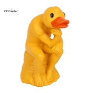 CODS Duck Thinker Statue Yellow Duck Figurine Funny Thinking Duck Statue Cute Resin Duck Figurine fo