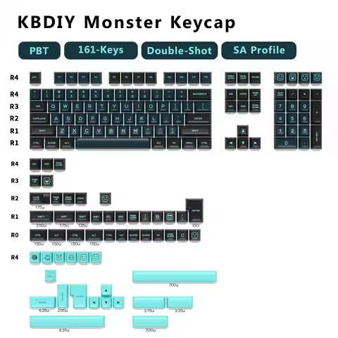 KBDiy GMK Monster Keycaps PBT SA Profile Double Shot for Mechanical Keyboard Gamer Keycap Set 161 Ke