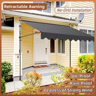 Awning Hand Adjustable Collapsible Awning Outdoor Canopy Retractable Awning Balcony Yard Patio Door 