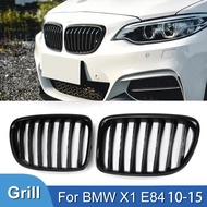 Pulleco Car Front Bumper Grille Kidney Grill Glossy Black Grilles For BMW X1 E84 Single Slat Racing 