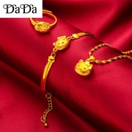 [3 in 1 set] 916 Gold Necklace Bracelet Ring KT Cat Jewelry Set