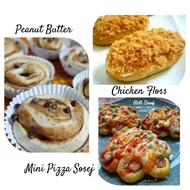 Mini Pizza Sosej Hotdog Bun Roti Floss Peanut Butter Roti Manis Sweet Bun