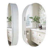 S-6💝S588Oval Bathroom Mirror Cabinet Storage with Light Wall Hanging Dressing Makeup Toilet Bathroom Mirror Wall-Mounted