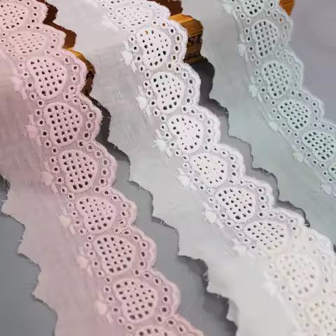 4Yards Hollow Love Strawberry Cotton Embroidery Lace DIY Necklace Handmade Jewelry Lolita Children's