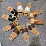 Early Spring New Style Chloe Letter Snakeskin Slippers - Wide Fit, Square Toe, Outerwear Suitable